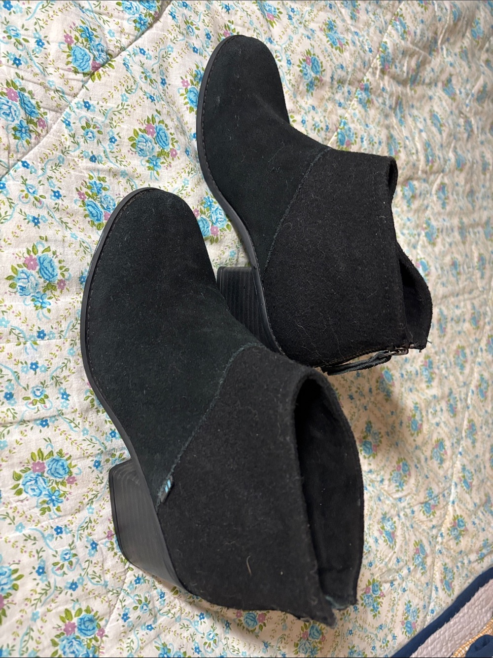 Black Suede Ankle Booties - Women's Chelsea Heel